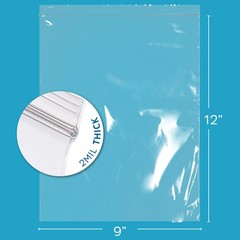 GPI – 9 X 12 – 200 Count, 2 Mil Thick, Clear Reclosable Zip Plastic Poly Bags