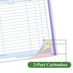 6 Pack Sales Order Book 5-9/16 x 8-7/16 Receipt 3-Part Carbonless 50 Sets per