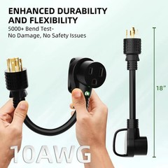 NEMA L14-30P to 6-50R Welder Adapter Cord 1.5FT, 4 Prong Twist-Lock Generator Pl