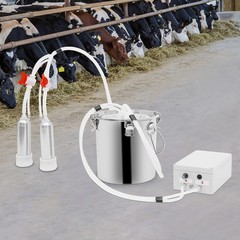 2in1 Pulsation Cow Milking Machine Milking Machine w/Stainless Steel Bucket 5L