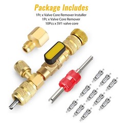 HVAC AC Schrader with Valve Cores Remover Dual Size 1/4″ & 5/16″ Installer Tools