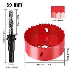 3.5 Inch Hole Saw, 3 1/2 Hole Saw, M42 HSS Bi-Metal Hole Cutter,Triangular Shank
