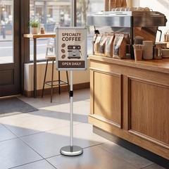 2PCS Sign Holder Stand 11 x 17 Inch w/Snap-Open Frame & 360° Rotation for Malls