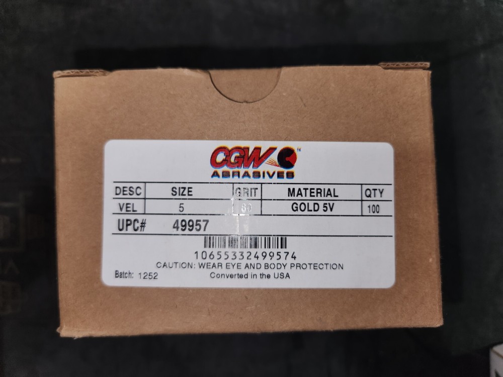 CGW Abrasives 49957 Abrasive Disc 5″ Dia.-80 GRIT, Box of 100