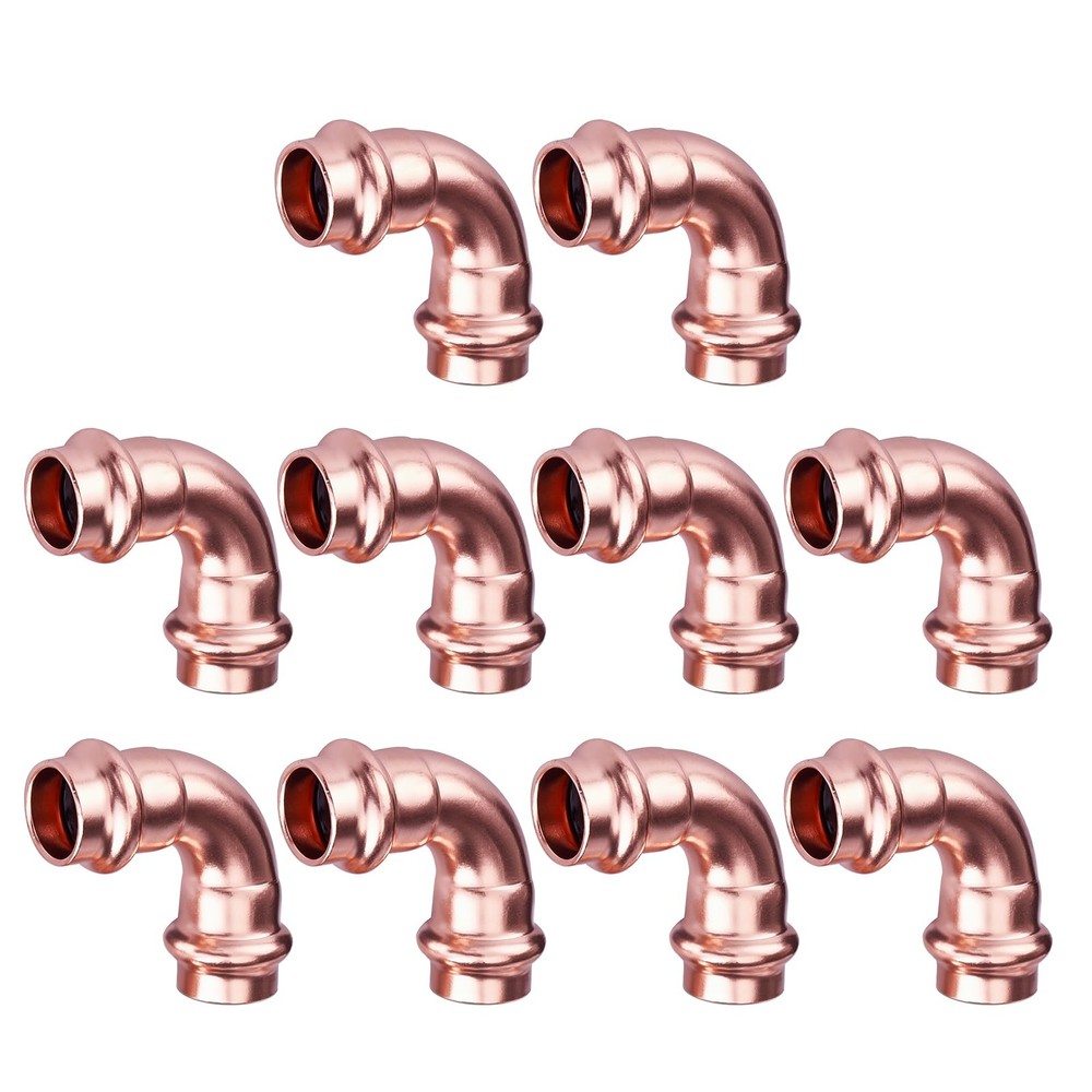 ROGVOC Copper Press Fitting 90 Degree Elbow Fittings, 10-Pcs 3/4 x 3/4 inch