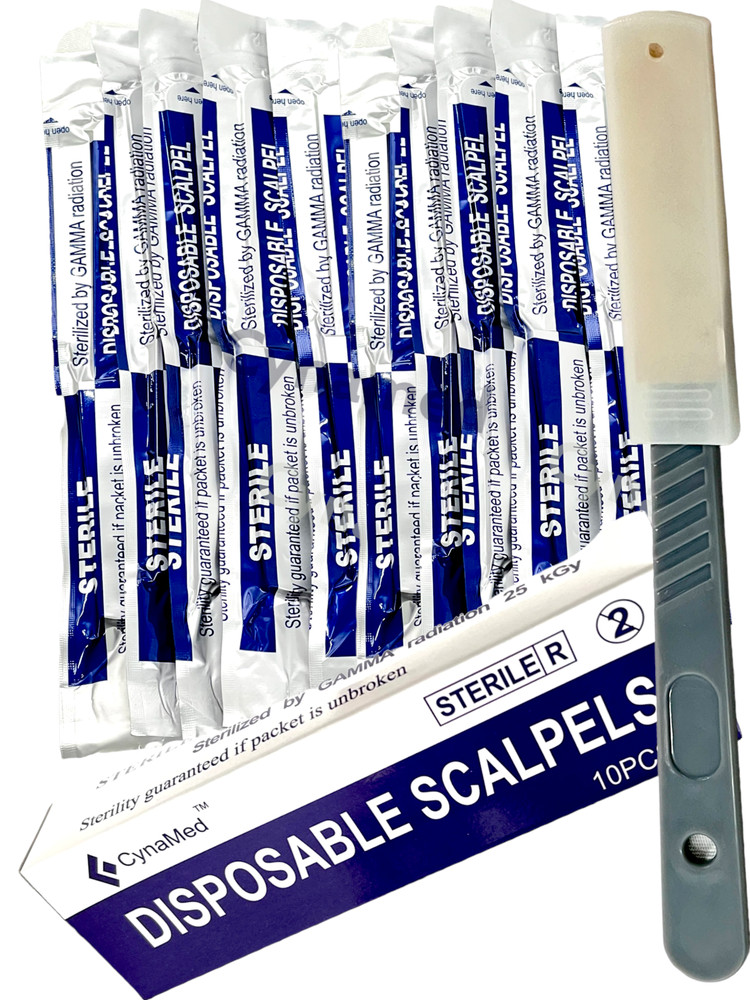 New Disposable Scalpel Blades With Plastic Handle ( Box of 10 ) Sterile Surgical
