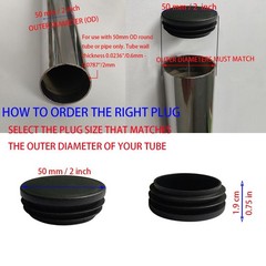 4 Pcs 50mm 2 Inch Round Plastic Plugs, Black Pipe Tubing End Cap for Round Tu…