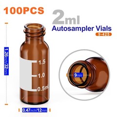 50000x 2ml 9mm HPLC Vials Clear Autosampler Borosilicate Sample Graduation 9-425