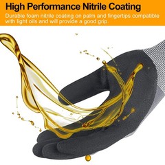 NEOTRIL Safety Work Gloves MicroFoam Nitrile Coated-3 Medium, 3 Pairs/ Grey