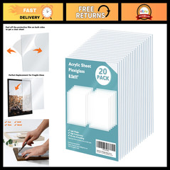 Clear Acrylic Sheets 20 Pack 8.5×11″ 0.04″ Thick Transparent Plastic for Crafts,