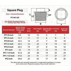 Carbon Steel External Square Head Pipe Plug Zinc Plated Thread Oil Stop Plug