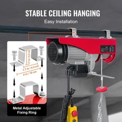 880lbs Electric Hoist with 14ft Wired Remote Control, 110V Electric Hoist