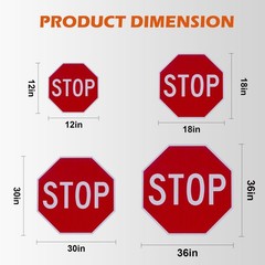 Reflective Octagon STOP Sign, Rust-Proof, 0.08″ Aluminum / 0.12″ Plastic