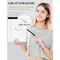 Legal Pad 8.5 x 11 Inches White Writing Paper Pad 2 Pack Wide Ruled Lined