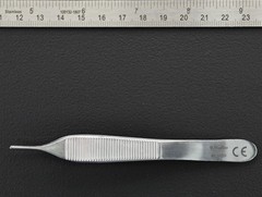 V Mueller NL1400 Adson Forceps, 1×2 Teeth, Serrated, Delicate, 4.75″
