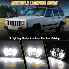 5x7in Headlight Nissan Hardbody 90-97 H6054 Sealed Beam Hi/Lo DRL DOT IP68 Pack2