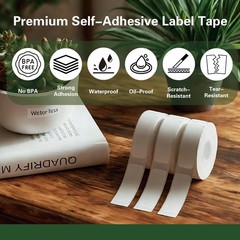 3 Rolls White D30 Label Tape, 480 Labels (12mm x 40mm / 0.47″ x 1.57″) Self-Adhe