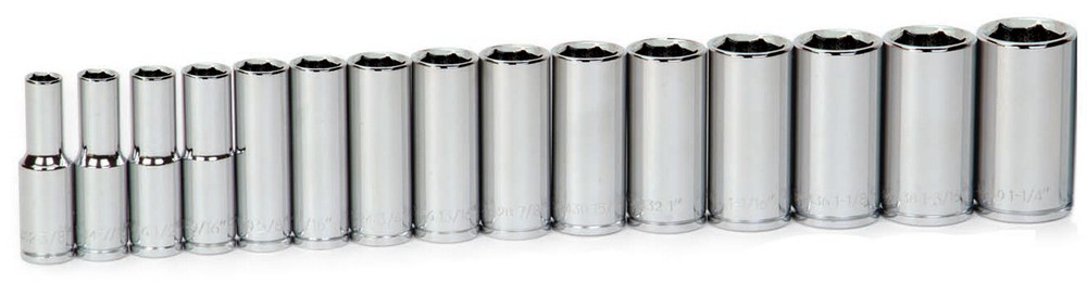 1/2″ Drive,10mm to 24mm,6-Point Deep SUPERTORQUE™Socket Set 15pcs Williams 32947