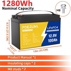 NEW 12V 100Ah LiFePO4 Lithium Battery 8000+ Deep Cycle BMS for Solar RV Off-grid