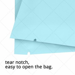 Many Sizes for Matte Blue Flat Foil Mylar Open Top Pouch Bag w/Tear Notches