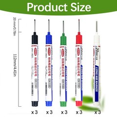 15 Pack Deep Hole Marker Pens Long Nib Carpenter Markers