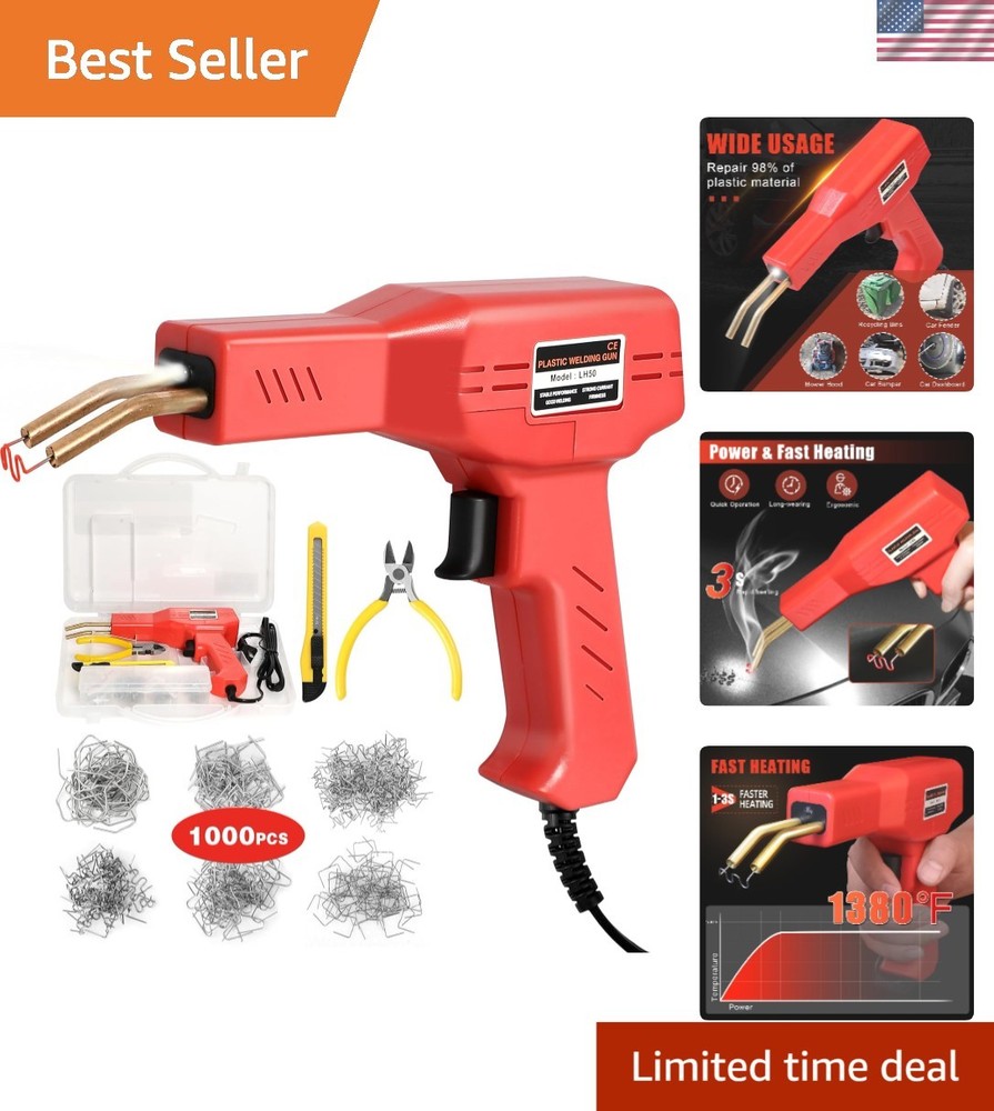 Plastic Welder Kit with Staples Car Bumper Repair Hot Stapler Gun Repair Tool