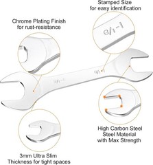 HARFINGTON Thin Open End Wrenches SAE, 1 1/8×1 1/4 Inches, White