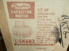 Dayton 5k6838 Capacitor Start Motor 1/2 HP, 115/230V, 3450 RPM, 48 frame