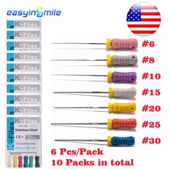 Endodontic Hand files Endo Root canal K files Dental Stainless Steel#6/8/10 25MM