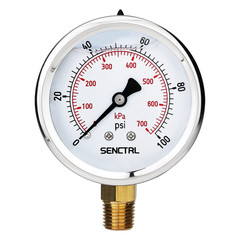 0-100 Psi Glycerin Liquid Filled Low Pressure Gauge, 2.5″ Dial Size, 1/4″ NPT Lo