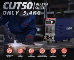 CUT50 110V/220V 50A Plasma Cutter Sic Mosfet 10mm” Clean Cuts LED Display