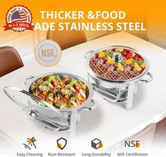 ROVSUN 5 Qt 2 Pack Chafing Dishes for Buffet, NSF Stainless Steel Round Chafers