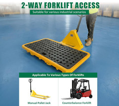 Low Profile 2 Drum Spill Containment Pallet with Drain – 2645 Lbs Capacity