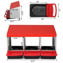 3 Compartments Hen Laying Box Metal Chicken Egg Nexting Boxes for Chicken Coop