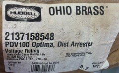 Hubbell Ohio Brass PDV100 Optima Dist Surge Arrester 18kV/ 15.3kV MCOV