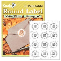 Koala Round Labels 2 Inch Printable Round Stickers Waterproof Matte White Label