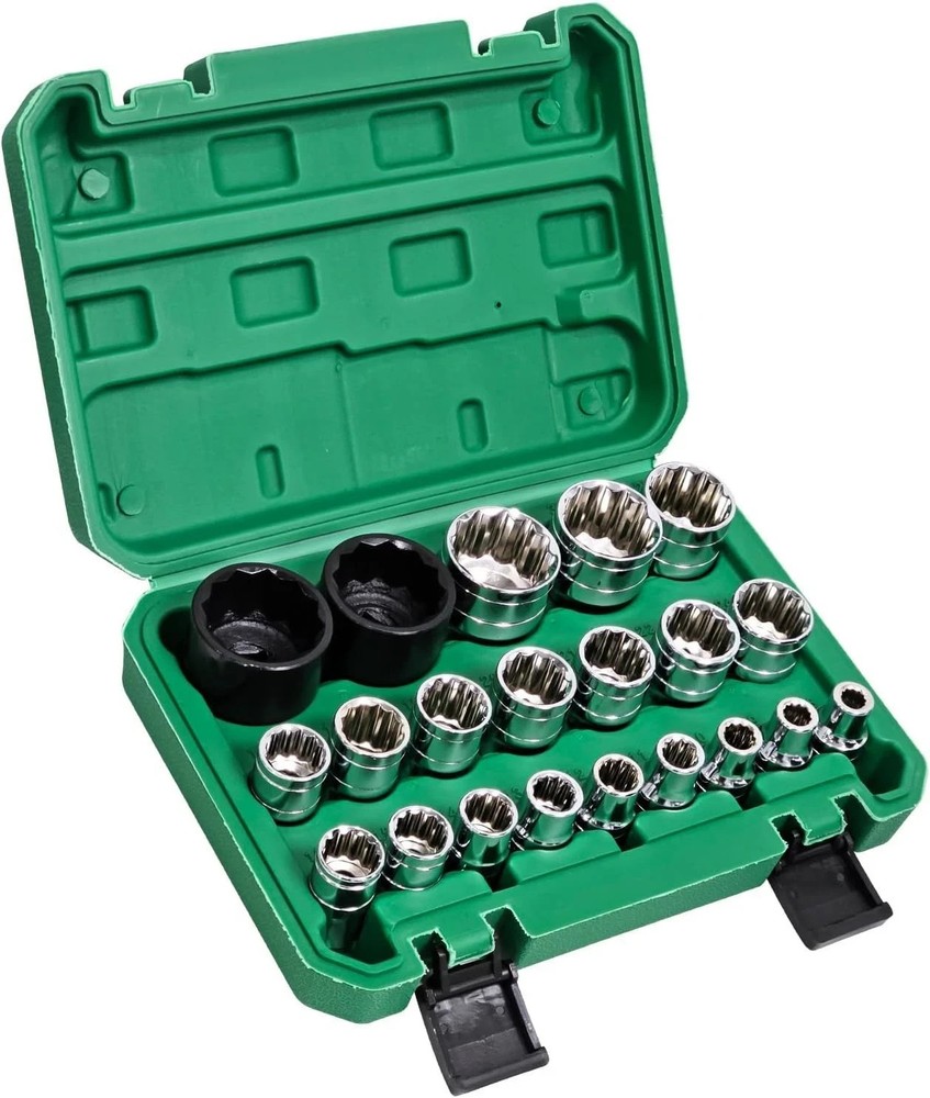21Pcs 1/2-Inch Drive Spline Socket Set, Metric 8-36mm 12-point Universal…