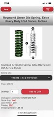 2 X 2-1/2 Inch Die Spring 106810 Extra Heavy Duty Green Raymond Coil