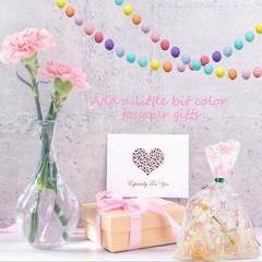Clear 5x7in 100PCS Cello Cellophane Treat Bags – Pink Candy Cookie Bags with …