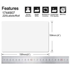 6 Rolls DYMO 4XL Labels Direct Thermal Shipping Labels 4″x6″ 1744907 Compatible