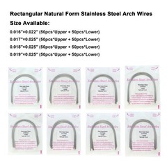 100pc Orthodontic Arch Wire Niti Stainless Steel Round Rectangular Ovoid Natural