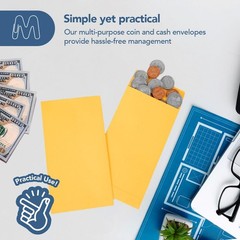 MOS 7 Gold Coin Envelopes 3.5 x 6.5 Inch 550 Pack — Self-Seal Yellow Money En…