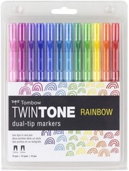 Tombow 61526 Twintone Marker Set Rainbow 12-Pack. Double-Sided Markers Perfect