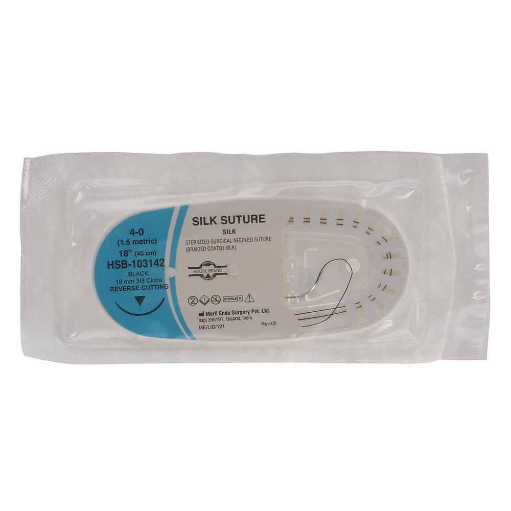 House Brand Dentistry Silk Suture 4-0 Reverse Cutting 19MM 3/8″ 45CM 12/B