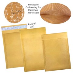 UOFFICE Kraft 200 Kraft Bubble Mailers 7.25×12″ – #1 Self-Seal Padded Envelopes