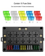 Universal 12V Fuse Relay Box, with 15 Slots ATC/ATO Fuse Slots & 10 Relay Slots