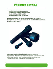 (100 Pcs) 1/4-20x 1 1/2 A574 Alloy Steel Allen Socket Cap Screw (PT) Black Oxide