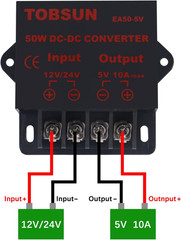 2-Pack 12V to 5V Converter, DC 12V 24V to 5V 10A Step down Converter Adapter DC