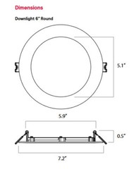 (case of 6) Philips Lightolier FD6R LED Flat Downlight dual select, CCT