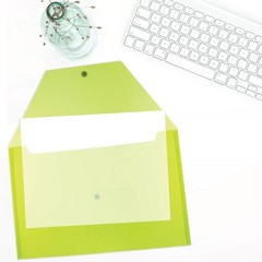JAM PAPER 9¾x14½ Lime Green Plastic Envelopes w/ Snap Closure Booklet/Legal 12-P